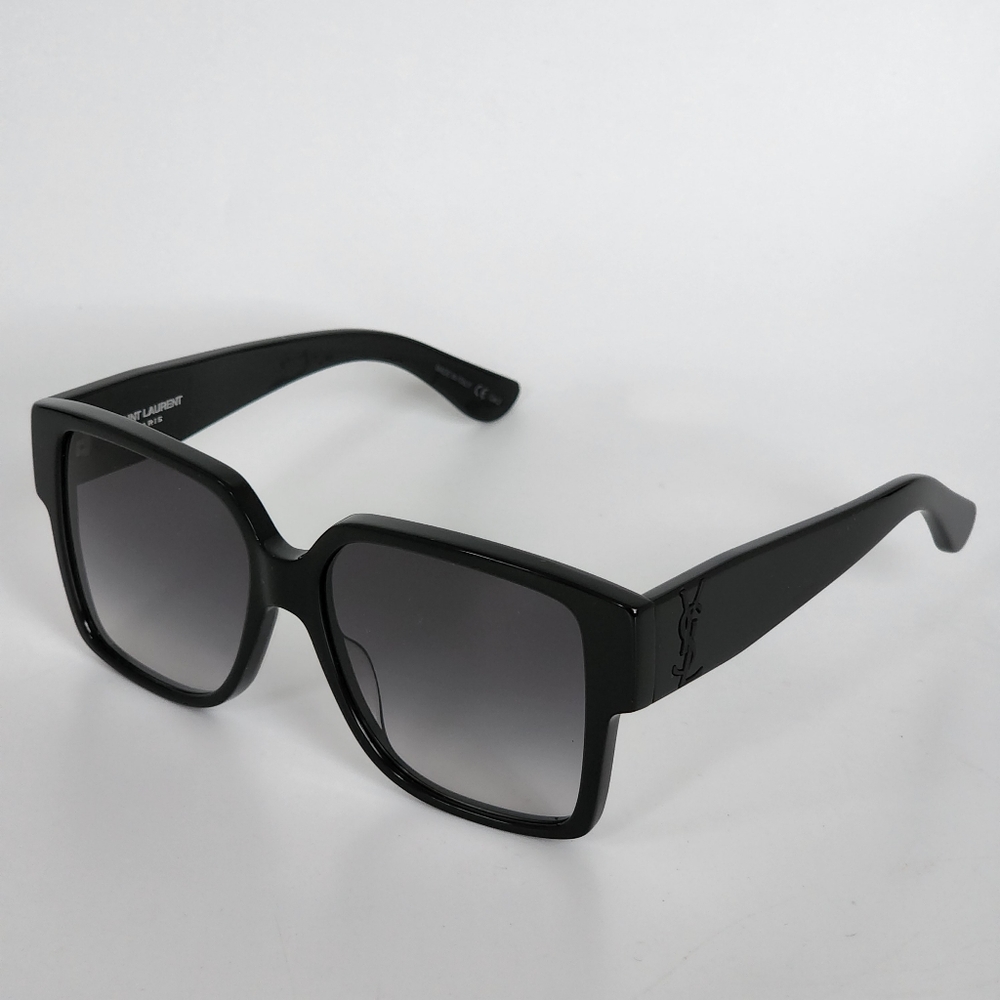SAINT LAURENT YSL Black Logo Square Oversized Sunglasses RARE HTF